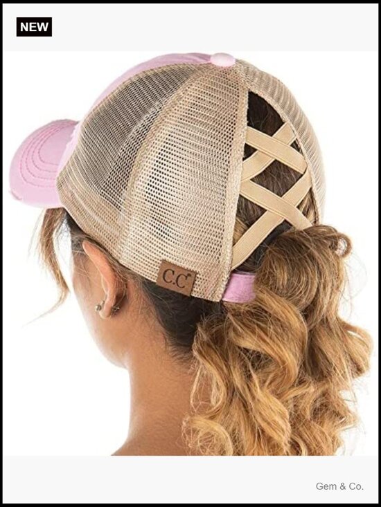 Women\'s Baseball Cap with Ponytail Hole Criss Cross Back Adjustable